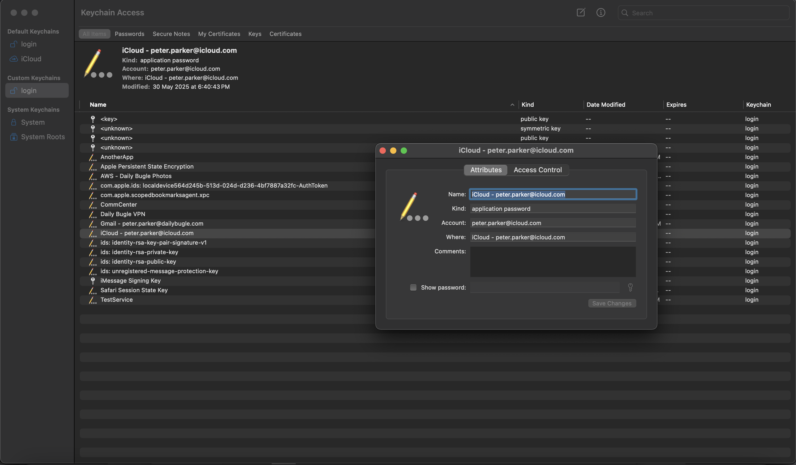 login.keychain unlocked on macOS